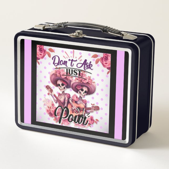 Positivity Purple and Pretty Sugar Skull  Metal Lunch Box (Front)