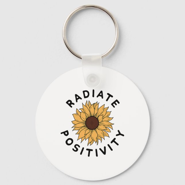 Positivity Sunflower Positive Message Human Kindne Key Ring (Front)