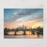 Poskarte Frankfurt , skyline at sunset