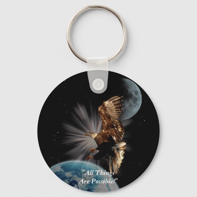 "POSSIBILITIES" Bald Eagle Motivational Gifts Key Ring (Front)