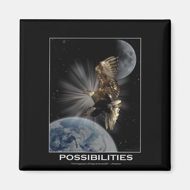 "POSSIBILITIES" Bald Eagle Motivational Gifts Magnet (Front)