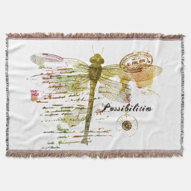 Possibilities dragonfly throw blanket (Front)
