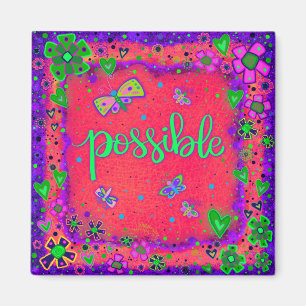 Possible Fun Red Colourful Floral Inspirivity Magnet