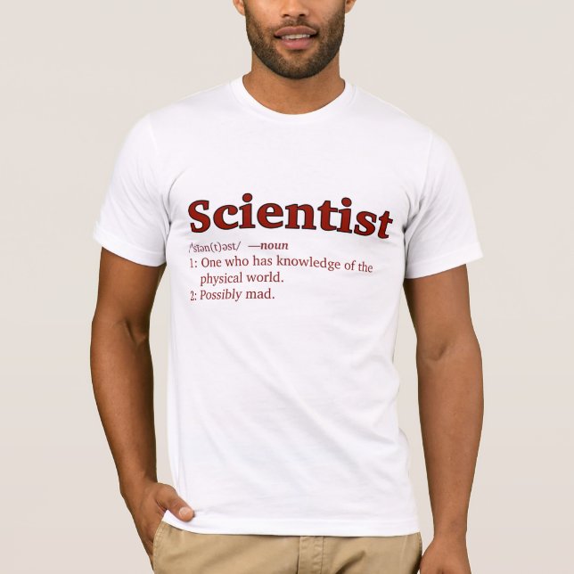 possibly mad scientist tee - red & white - male (Front)