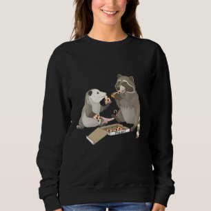 Possum And Racoon Eating Pizza Sweatshirt