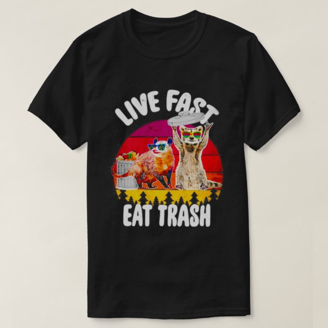 Possum And Racoon Live Fast Eat Trash Classic TSh T-Shirt (Design Front)