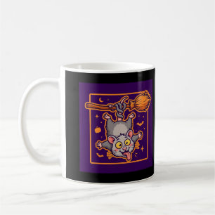 Possum Broomstick Halloween Coffee Mug