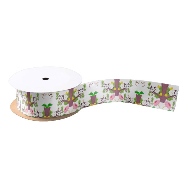 Possum Chick Frog Mushroom Satin Ribbon (Spool)