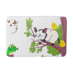 Possum Chicks Frog Floral Bathroom Bath Mat