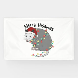 Possum Eat Trash Christmas Lights Merry Hissmass Banner