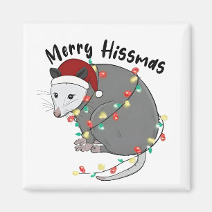 Possum Eat Trash Christmas Lights Merry Hissmass Magnet