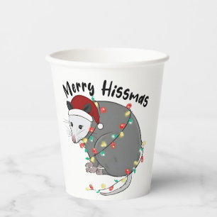 Possum Eat Trash Christmas Lights Merry Hissmass Paper Cups