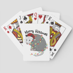 Possum Eat Trash Christmas Lights Merry Hissmass Playing Cards