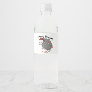 Possum Eat Trash Christmas Lights Merry Hissmass Water Bottle Label