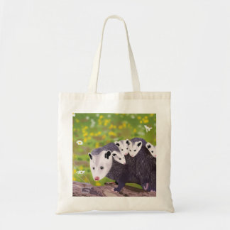Possum family tote bag