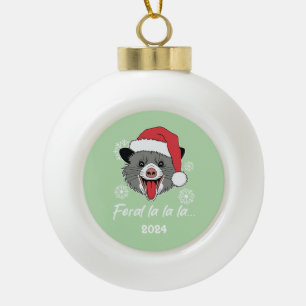 Possum Feral La La La Ceramic Ball Christmas Ornament