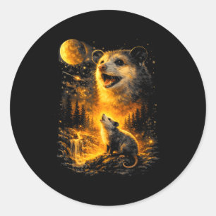 Possum howling to the moon vintage meme 90s funny classic round sticker