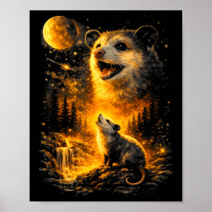Possum howling to the moon vintage meme 90s funny poster
