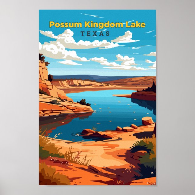 Possum Kingdom Lake Texas Travel Art Vintage Poster (Front)