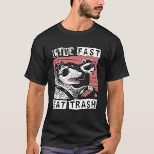 Possum Racoon Live Fast Eat Trash Street Cats Squ T-Shirt