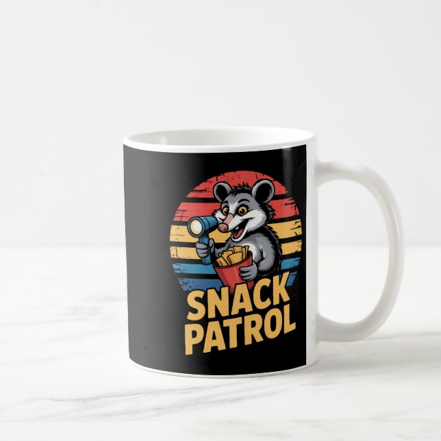 Possum Snacks Patrol With Flashlight And Chips Hum Coffee Mug (Right)