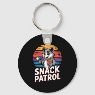 Possum Snacks Patrol With Flashlight And Chips Hum Key Ring