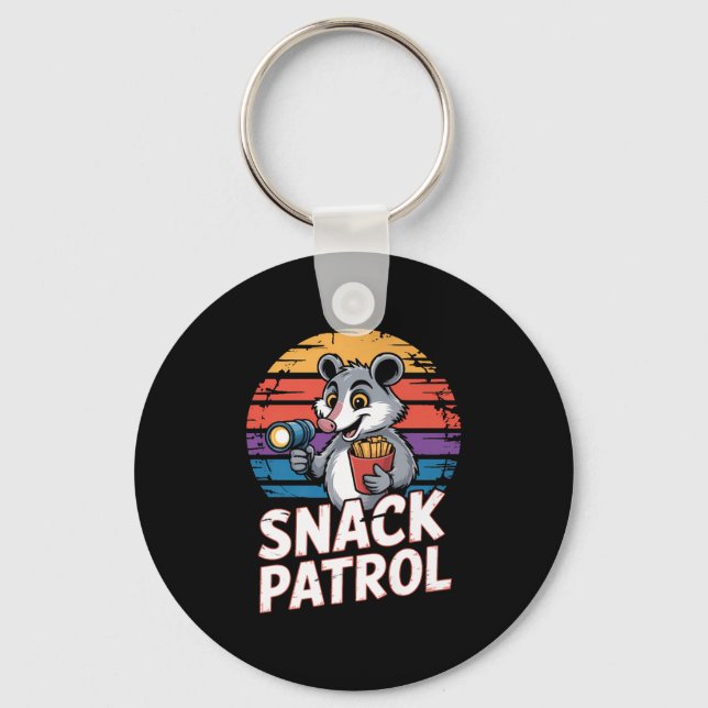 Possum Snacks Patrol With Flashlight And Chips Hum Key Ring (Front)