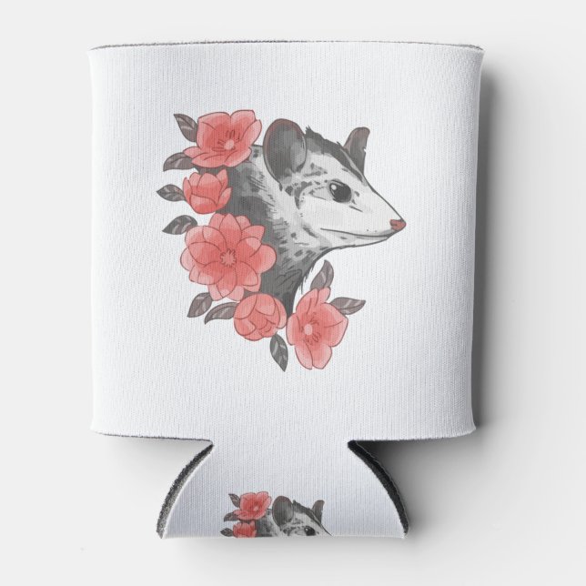 Possum With Flowers Can Cooler (Front)