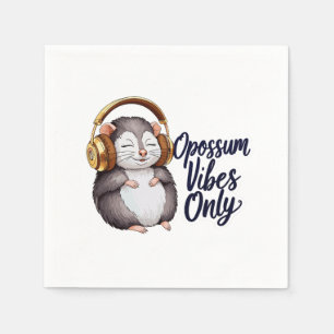 Possum with Headphones - Opossum Vibes Only Napkin