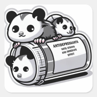 Possums Antidepressants Square Sticker