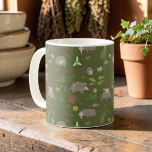 Possums in a Berry Field in Green Coffee Mug