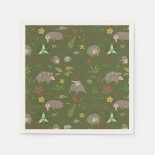 Possums in a Berry Field in Green Napkin