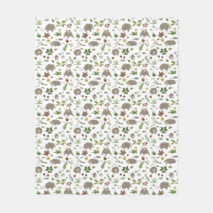 Possums in a Berry Field in White Fleece Blanket