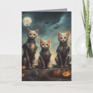 Post Apocalyptic Cats on Halloween Card