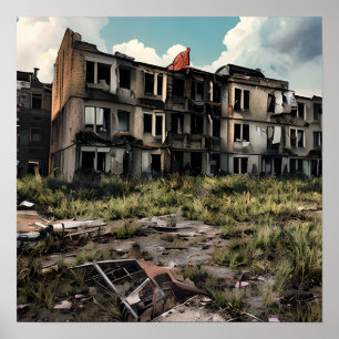 Post Apocalyptic Destruction   Abandoned Buildings Poster