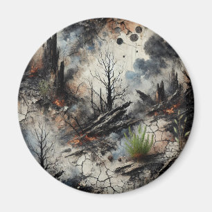 Post-Apocalyptic Forest Fire Magnet