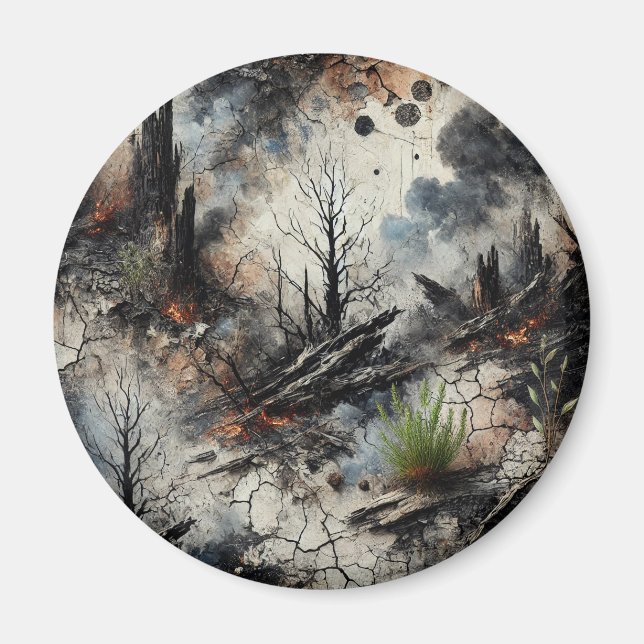 Post-Apocalyptic Forest Fire Magnet (Front)