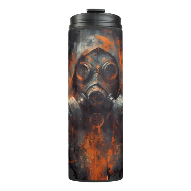 Post Apocalyptic Gas Mask Toxic Grunge  Thermal Tumbler (Front)