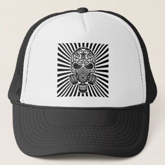 Post Apocalyptic Sugar Skull, black rays Trucker Hat