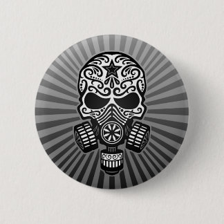 Post Apocalyptic Sugar Skull, grey 6 Cm Round Badge