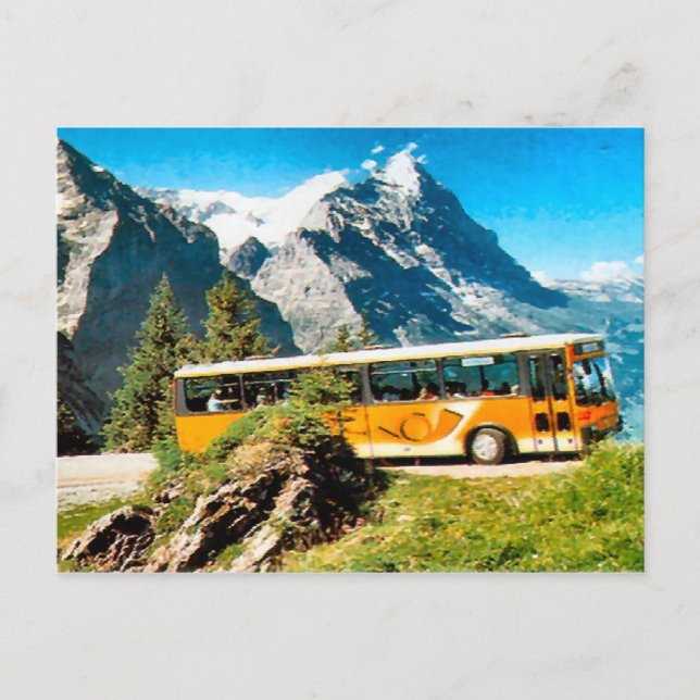 Post bus on the mountain postcard (Front)