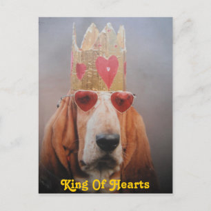 Post Card Basset Hound King, King Of Hearts