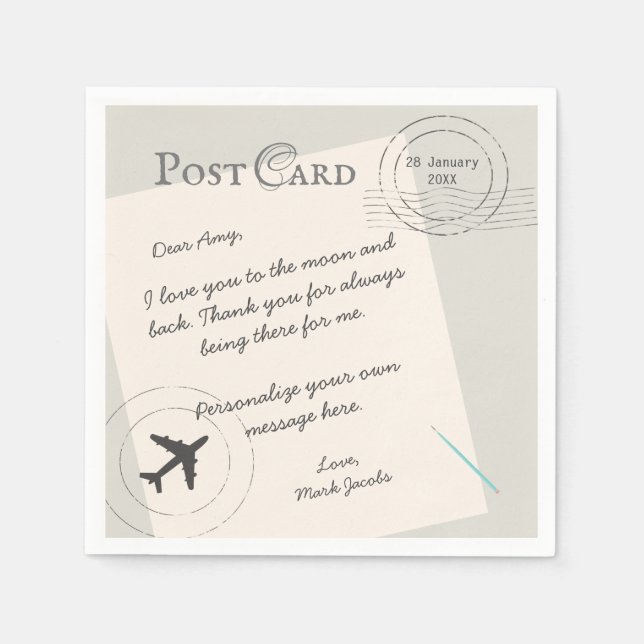 Post Card custom message personal love note Napkin (Front)