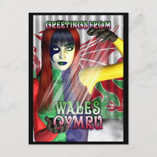 Post Card Greetings From Wales, Cymru, Dragon