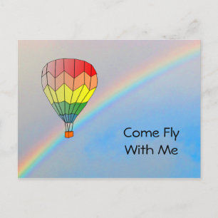 Post card - Hot Air Balloon and Rainbow
