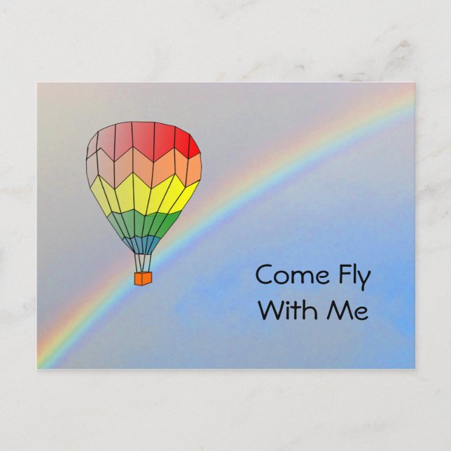 Post card - Hot Air Balloon and Rainbow (Front)