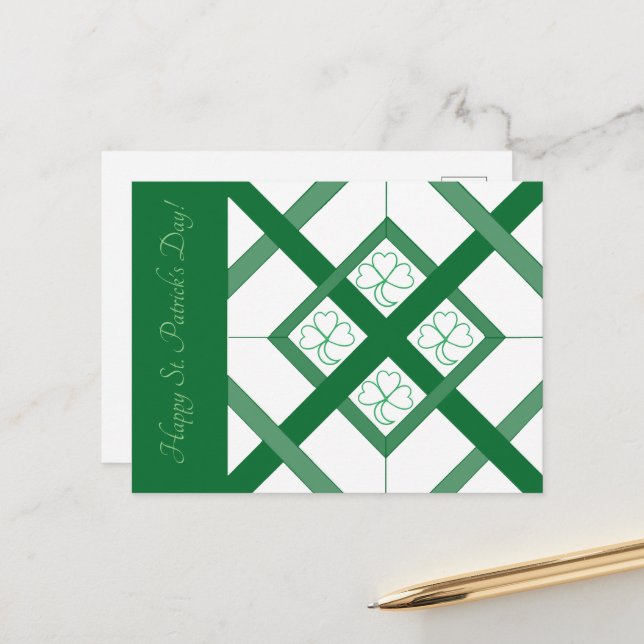Post Card - Shamrock Stained Glass (Front/Back In Situ)