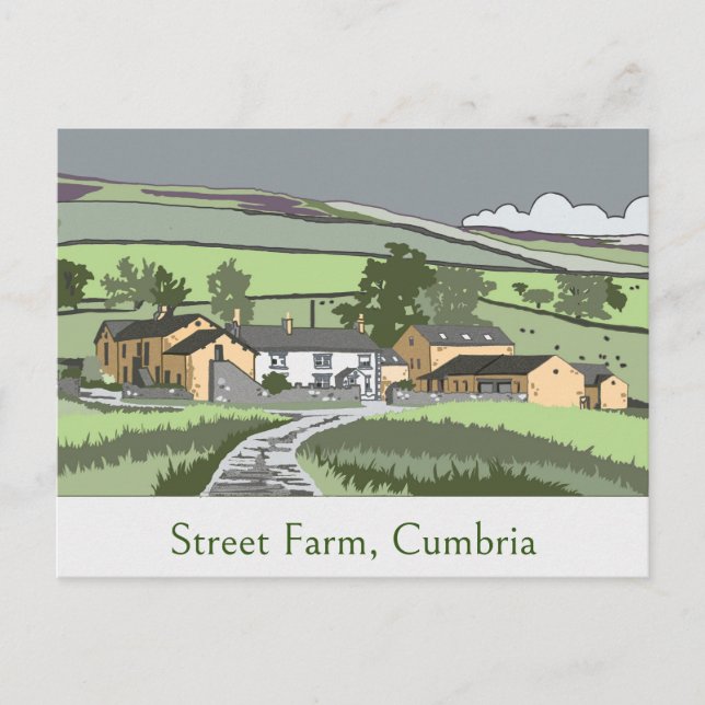 Post Card with Cumbrian Farmhouse scene (Front)