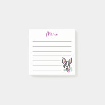 Post it | Memo | Boston terrier | pink