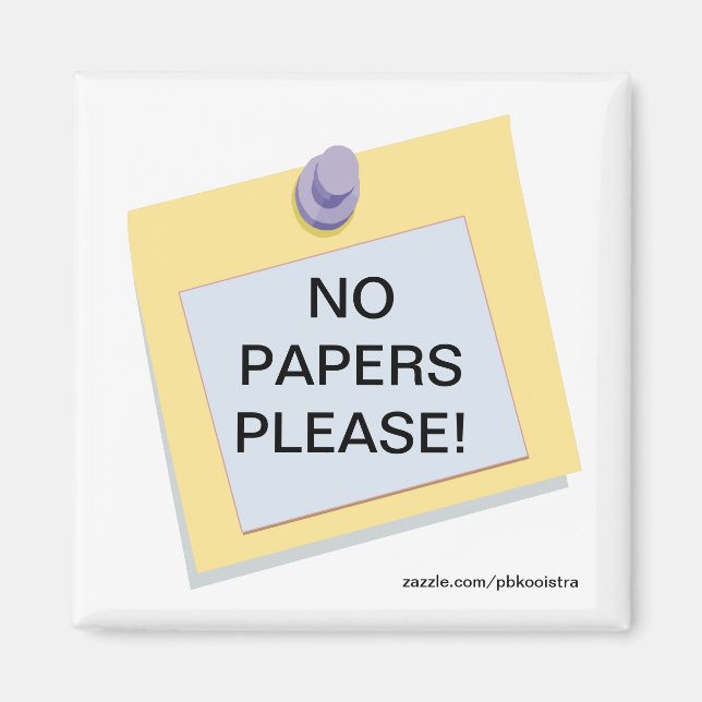 Post-It No Papers Please Magnet (Front)